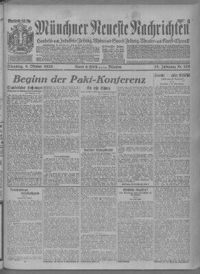 Münchner neueste Nachrichten Dienstag 6. Oktober 1925