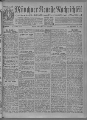 Münchner neueste Nachrichten Mittwoch 7. Oktober 1925