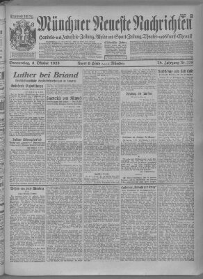 Münchner neueste Nachrichten Donnerstag 8. Oktober 1925