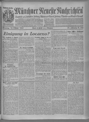 Münchner neueste Nachrichten Dienstag 13. Oktober 1925