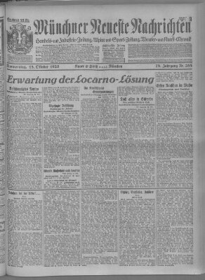 Münchner neueste Nachrichten Donnerstag 15. Oktober 1925