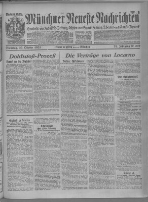 Münchner neueste Nachrichten Dienstag 20. Oktober 1925