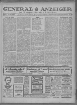 Münchner neueste Nachrichten Dienstag 1. März 1927