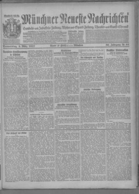 Münchner neueste Nachrichten Donnerstag 3. März 1927