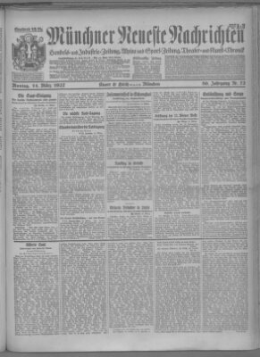 Münchner neueste Nachrichten Montag 14. März 1927