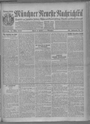 Münchner neueste Nachrichten Dienstag 15. März 1927