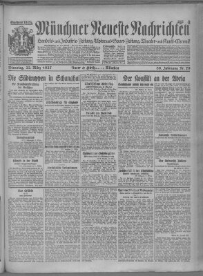 Münchner neueste Nachrichten Dienstag 22. März 1927