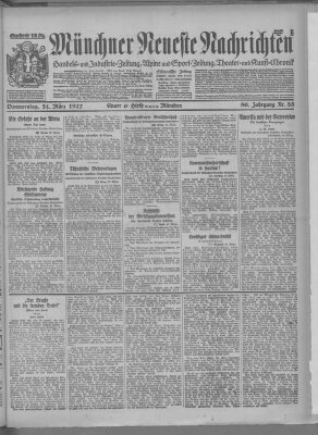 Münchner neueste Nachrichten Donnerstag 31. März 1927