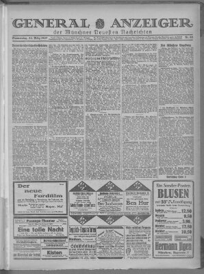 Münchner neueste Nachrichten Donnerstag 31. März 1927