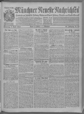 Münchner neueste Nachrichten Dienstag 5. April 1927