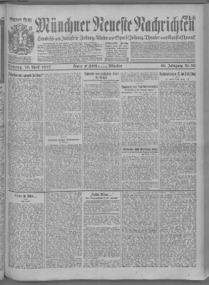 Münchner neueste Nachrichten Sonntag 10. April 1927