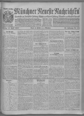 Münchner neueste Nachrichten Freitag 15. April 1927