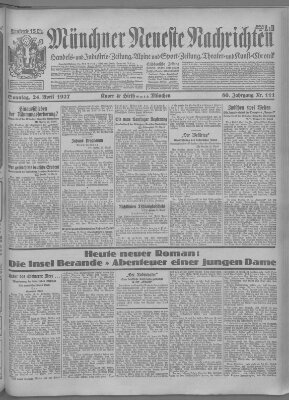 Münchner neueste Nachrichten Sonntag 24. April 1927