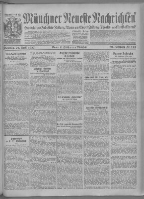 Münchner neueste Nachrichten Dienstag 26. April 1927