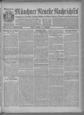 Münchner neueste Nachrichten Donnerstag 5. August 1926