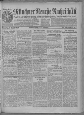 Münchner neueste Nachrichten Samstag 7. August 1926