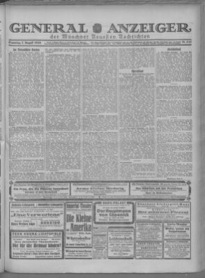 Münchner neueste Nachrichten Samstag 7. August 1926