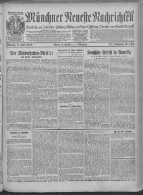 Münchner neueste Nachrichten Montag 9. Juli 1928