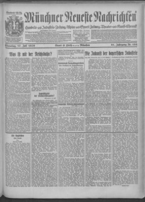 Münchner neueste Nachrichten Dienstag 17. Juli 1928