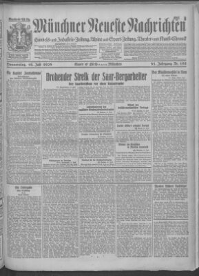 Münchner neueste Nachrichten Donnerstag 19. Juli 1928