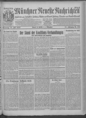 Münchner neueste Nachrichten Sonntag 22. Juli 1928