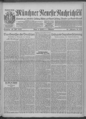 Münchner neueste Nachrichten Sonntag 29. Juli 1928