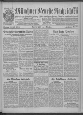 Münchner neueste Nachrichten Montag 30. Juli 1928