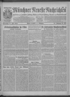 Münchner neueste Nachrichten Dienstag 31. Juli 1928