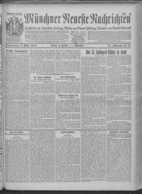 Münchner neueste Nachrichten Donnerstag 8. März 1928