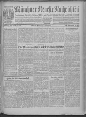 Münchner neueste Nachrichten Dienstag 13. März 1928