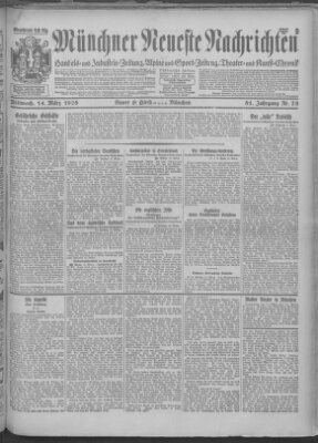 Münchner neueste Nachrichten Mittwoch 14. März 1928