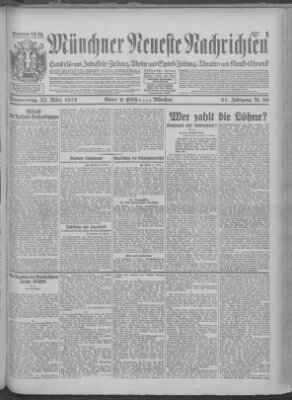 Münchner neueste Nachrichten Donnerstag 22. März 1928