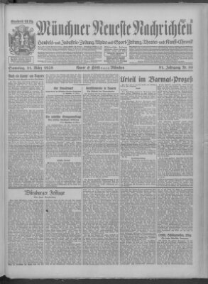 Münchner neueste Nachrichten Samstag 31. März 1928