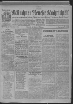 Münchner neueste Nachrichten Sonntag 1. November 1925