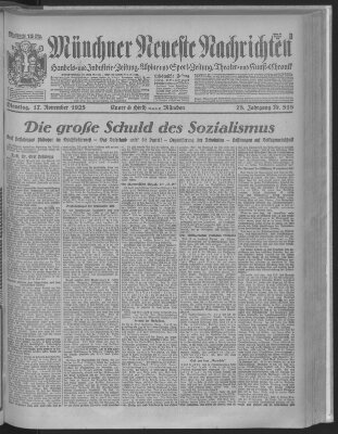 Münchner neueste Nachrichten Dienstag 17. November 1925