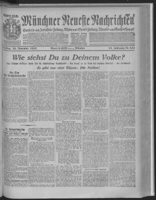 Münchner neueste Nachrichten Freitag 20. November 1925