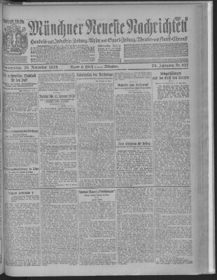 Münchner neueste Nachrichten Donnerstag 26. November 1925