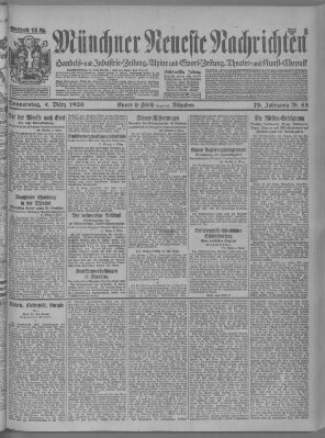 Münchner neueste Nachrichten Donnerstag 4. März 1926