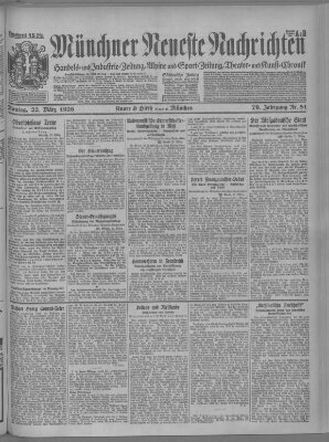 Münchner neueste Nachrichten Montag 22. März 1926