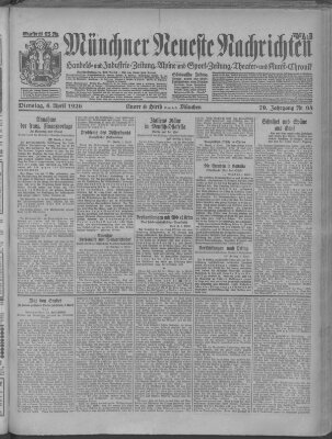 Münchner neueste Nachrichten Dienstag 6. April 1926