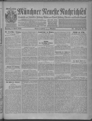 Münchner neueste Nachrichten Freitag 9. April 1926