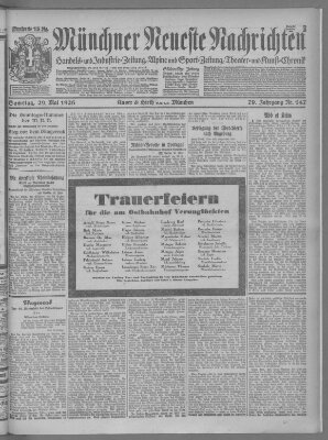 Münchner neueste Nachrichten Samstag 29. Mai 1926