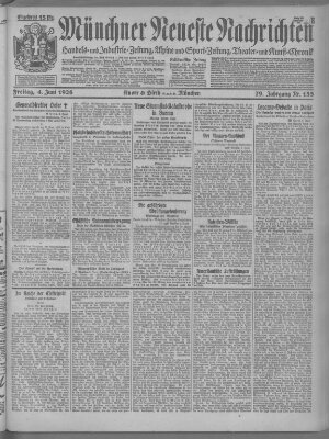 Münchner neueste Nachrichten Freitag 4. Juni 1926