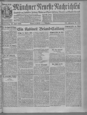 Münchner neueste Nachrichten Thursday 24. June 1926