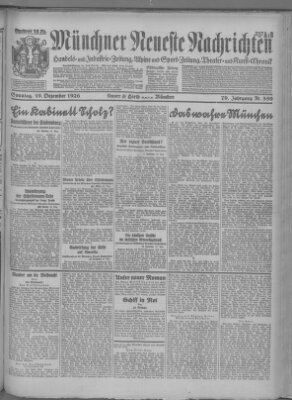 Münchner neueste Nachrichten Sonntag 19. Dezember 1926