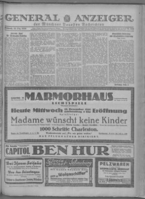 Münchner neueste Nachrichten Mittwoch 22. Dezember 1926