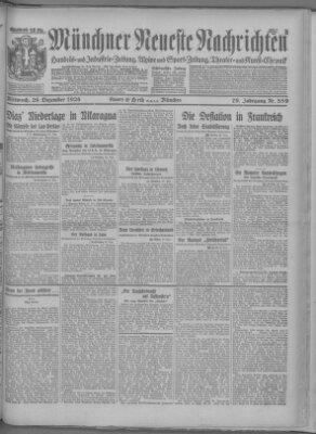 Münchner neueste Nachrichten Mittwoch 29. Dezember 1926