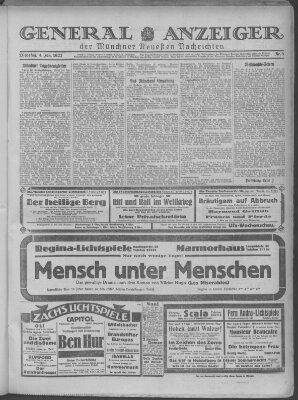 Münchner neueste Nachrichten Dienstag 4. Januar 1927