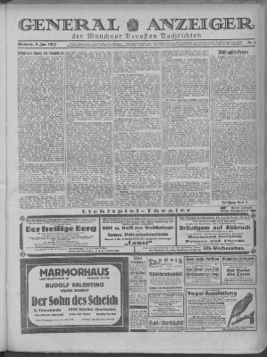 Münchner neueste Nachrichten Mittwoch 5. Januar 1927