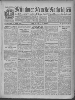 Münchner neueste Nachrichten Donnerstag 6. Januar 1927